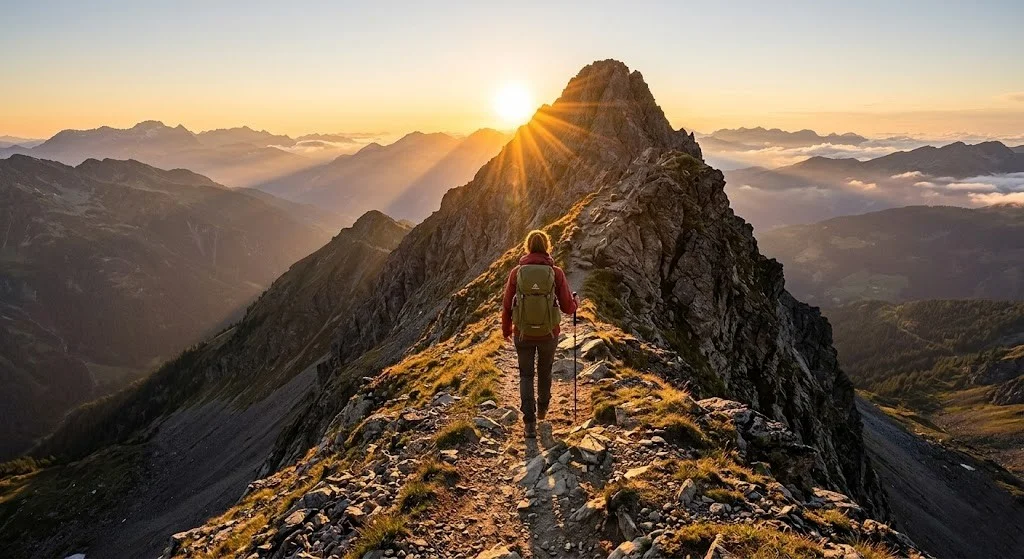 Personne qui monte sur arete de montagne-positive-emergence.webp